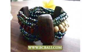 Beads Wood Stretch Bracelet Ethnic Design
